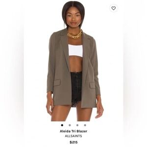 ALLSAINTS Aleida Blazer
Olive/ Khaki green
Open front
Flap pockets